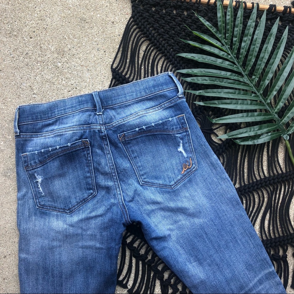 Express Distressed Skinny Jeans Size 4 - Legging Mid Rise - Picture 8 of 9